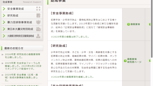 日工組社会安全研究財団 | 社会安全に関する研究助成（若手研究助成）
